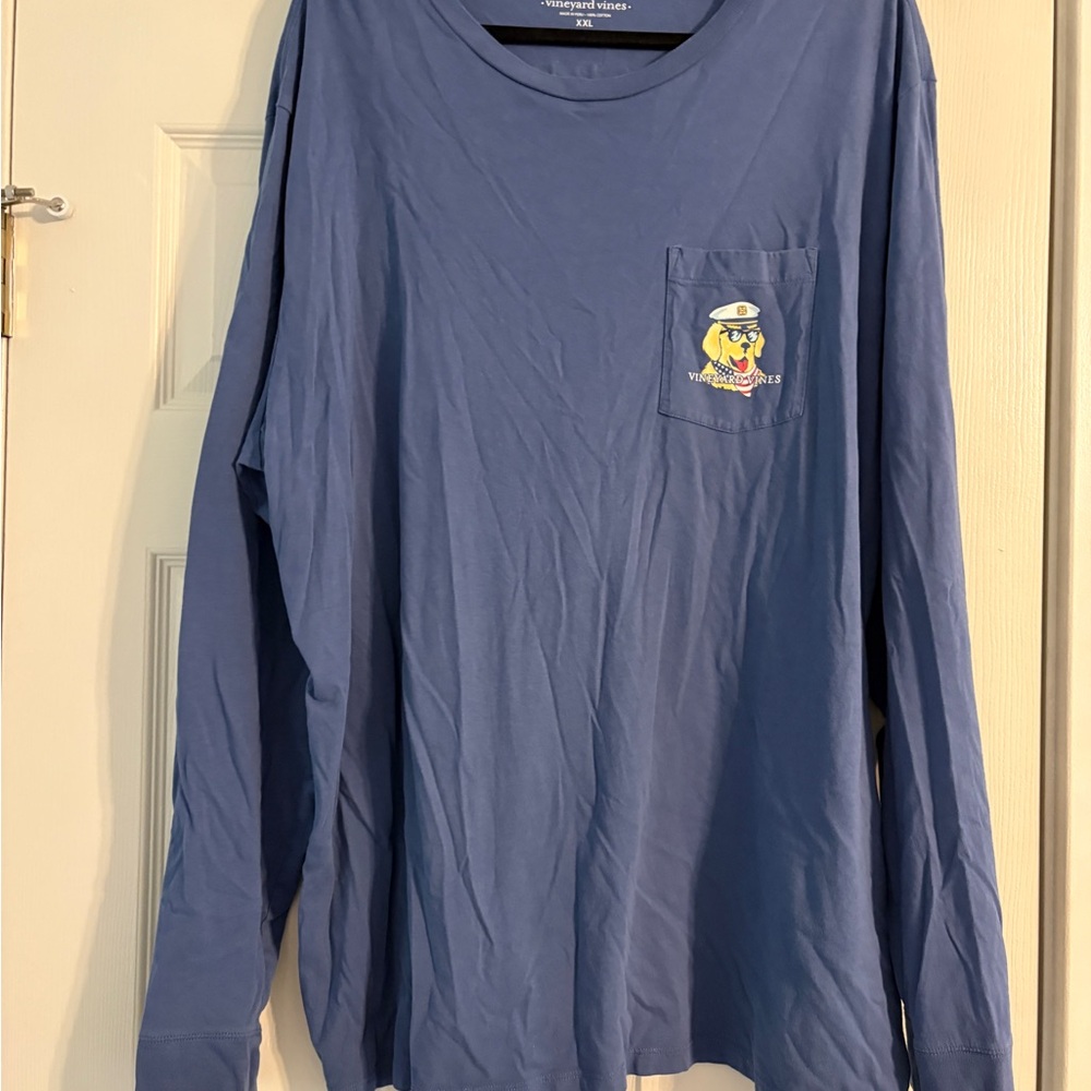 Vineyard Vines Blue Long Sleeve Tee with Pocket